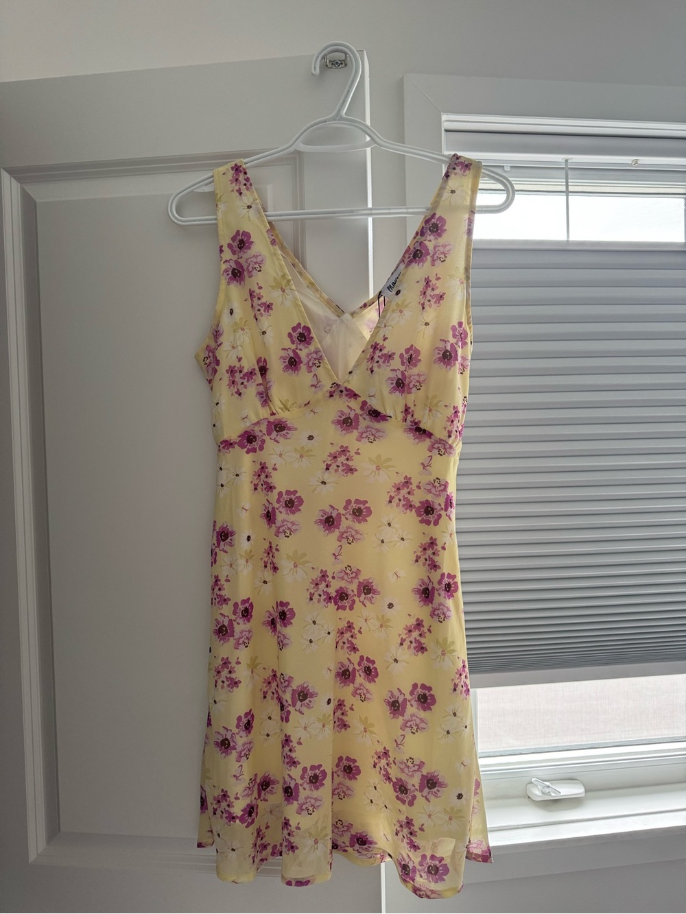 Princess Polly Yellow Mini Dress with Pink Floral Print